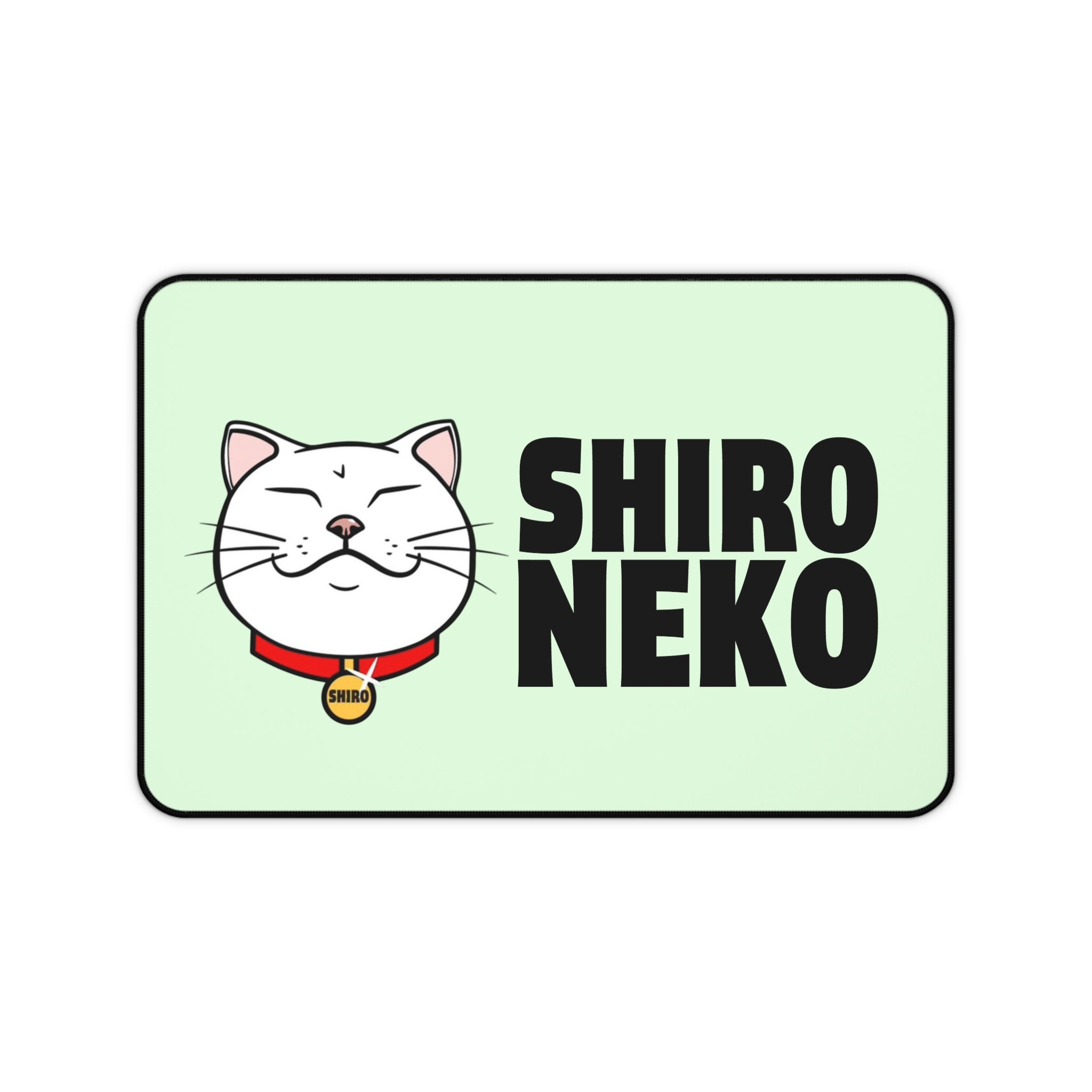 Shiro Neko Desk Mat — Cute White Cat Mousepad for Home Office